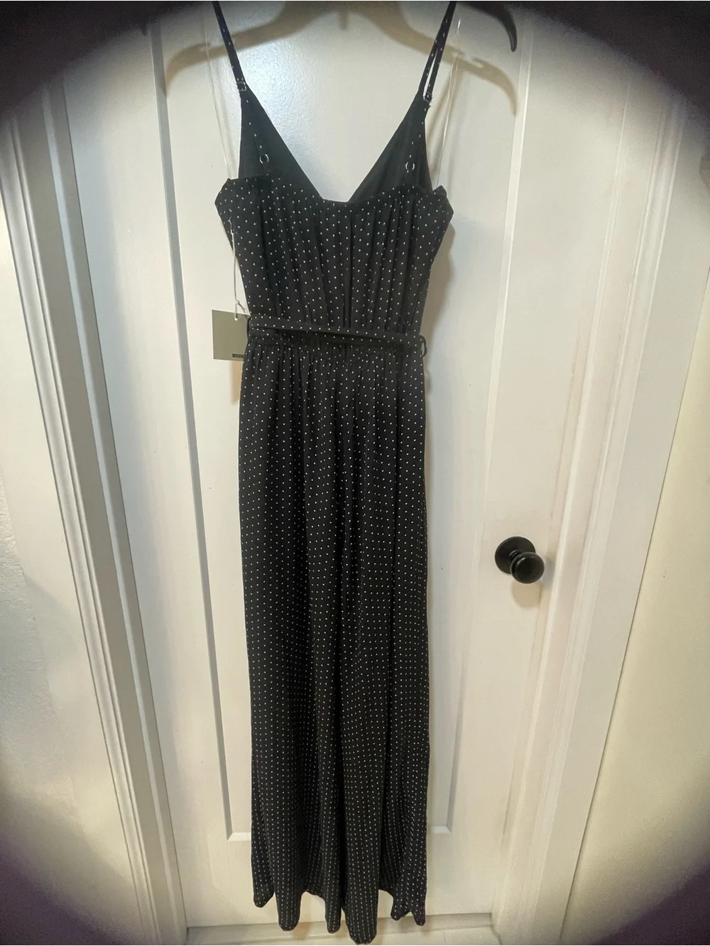 Active USA Jumpsuit BLK Polka Dot Jumper Wide Leg Women's SZ Medium, NEW! Cute!